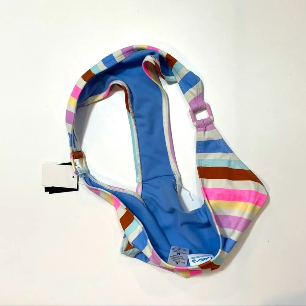 California Waves multi striped bikini swim bottom